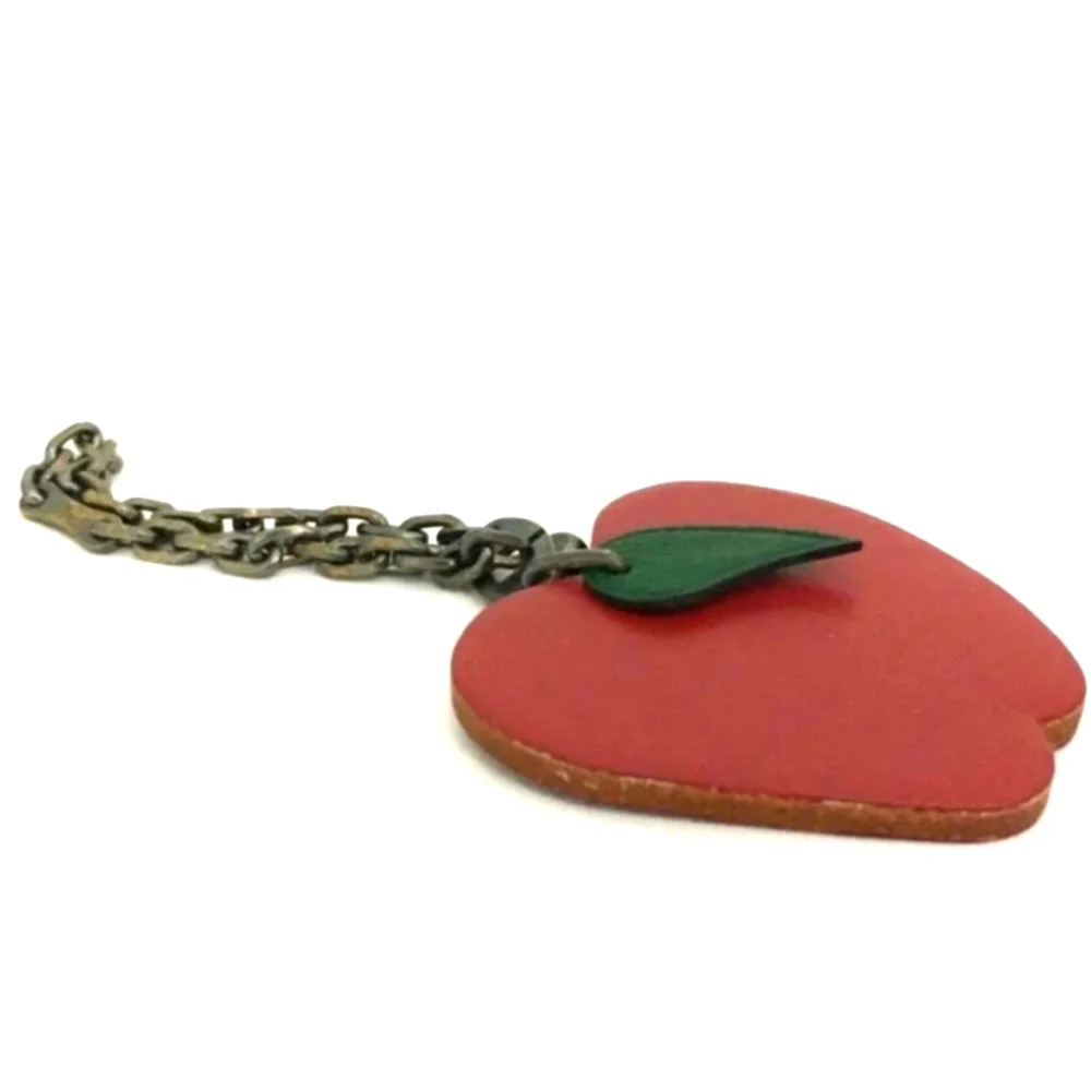 HERMES APPLE MOTIF LEATHER FRUIT BAG CHARM